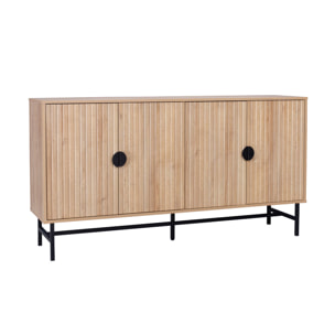 Buffet de rangement effet chêne. Bazalt. quatre portes. deux étagères. buffet haut. vaisselier. L 157.5 x l 39 x H 83cm