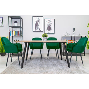 Sedia di design Lugo in velluto verde con gambe nere