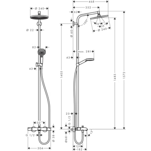 Colonne de douche 240 1 jet avec mitigeur baignoire chromé Crometta S