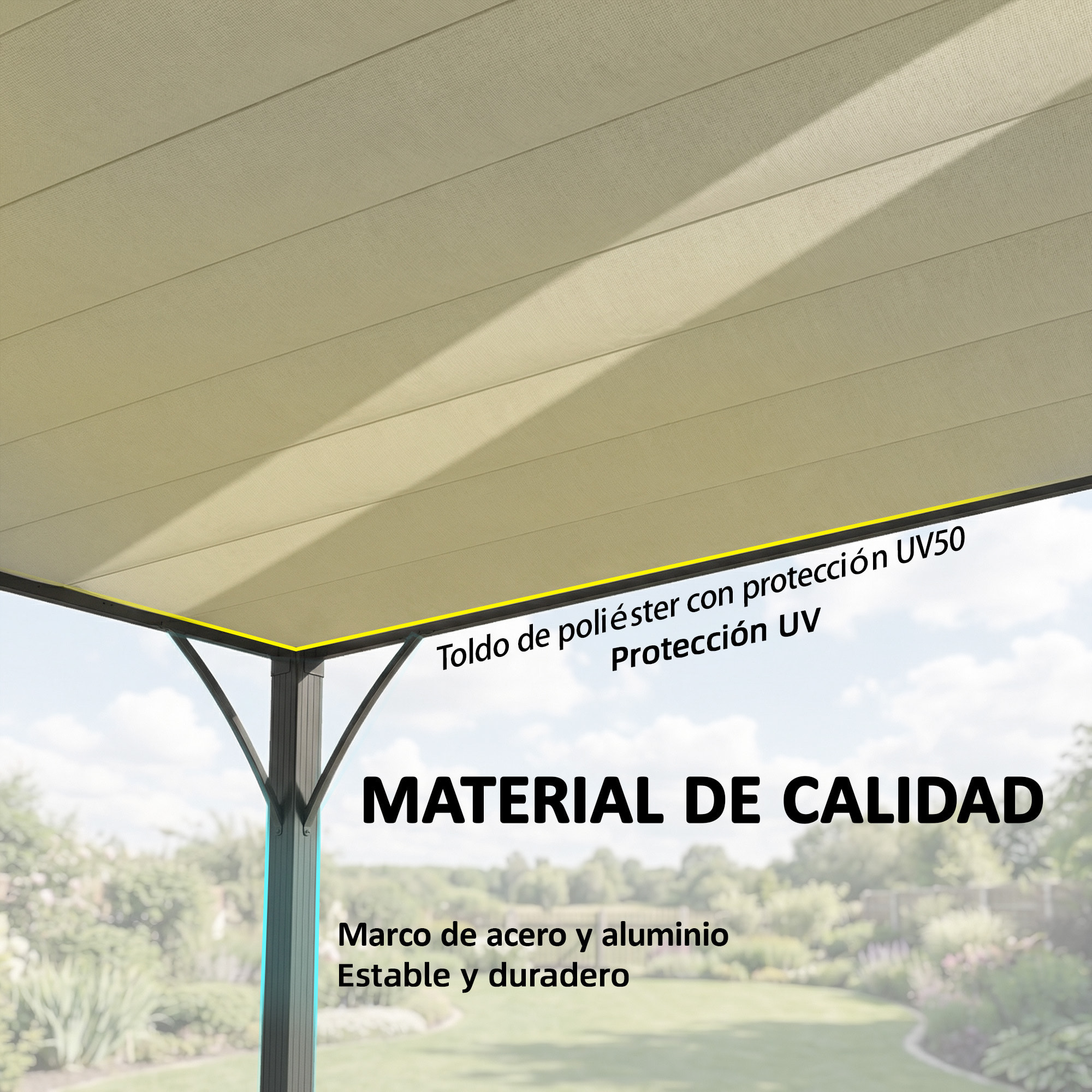 Pérgola de Jardín 3x4 m, Cenador de Jardín con Techo de Lamas Orientables a 135°, Estructura de Aluminio, Protección UPF30+, Pabellón para Exterior, Patio, Terraza, Blanco Crema
