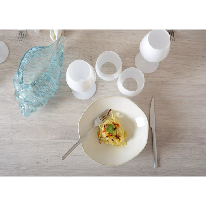 Lot de 6 ASSIETTE CREUSE BLANCHE ROSA 21X21X6.3CM