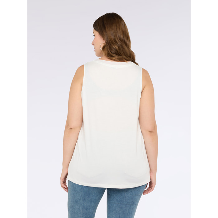 Fiorella Rubino - Top bimaterial con escote en V - Blanco