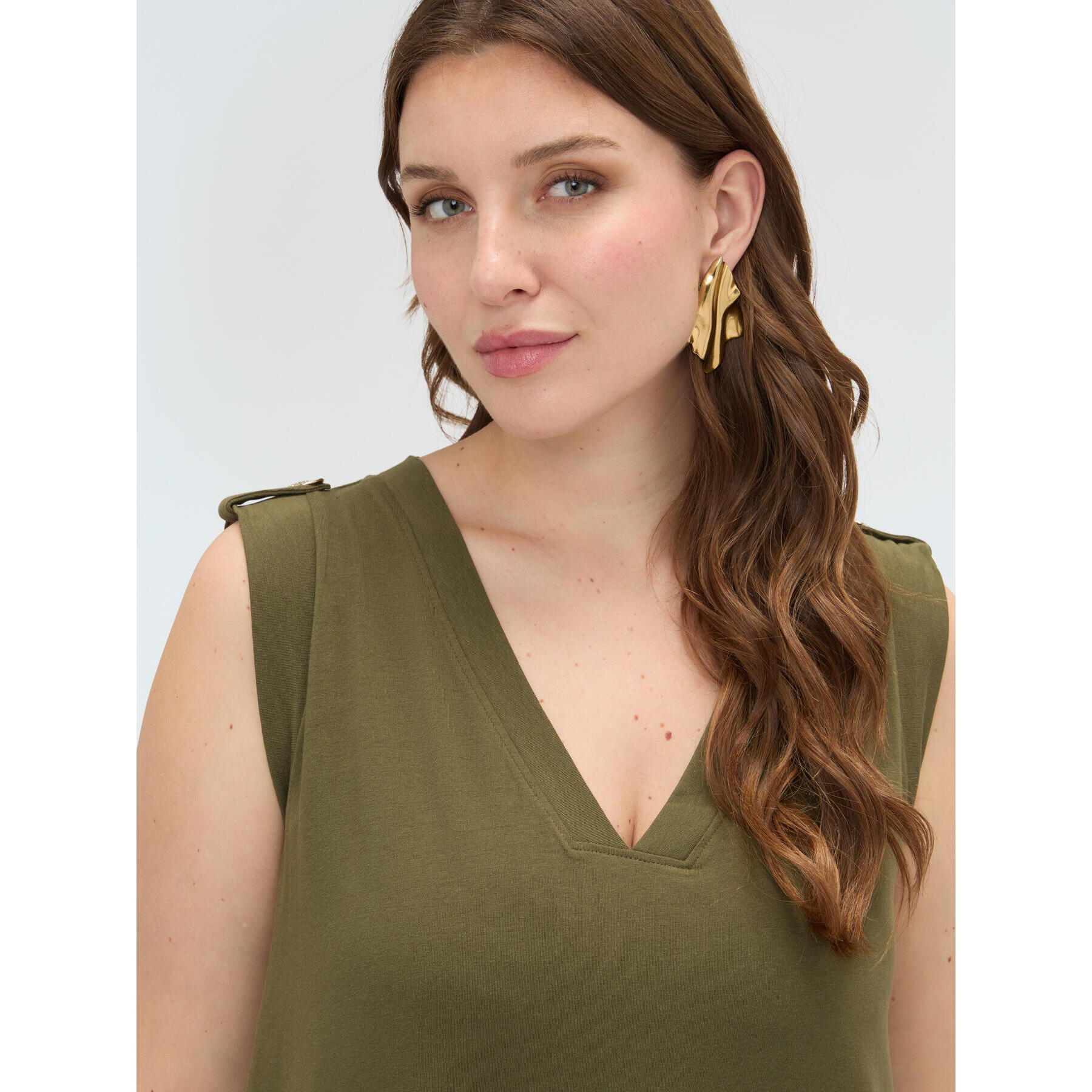 Fiorella Rubino - Vestido largo con escote en V - Verde militare