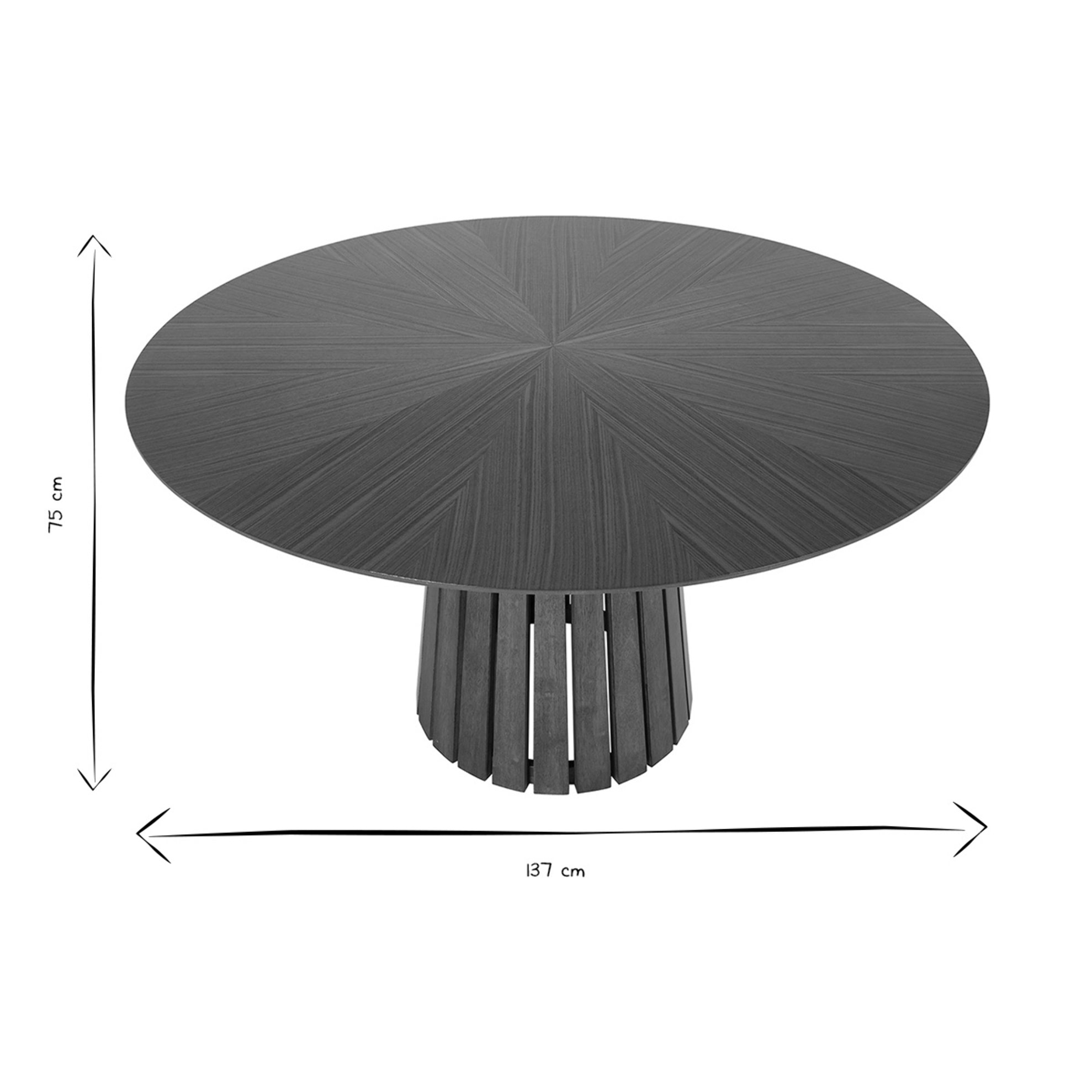 Table à manger ronde en bois foncé noyer D137 cm DITA