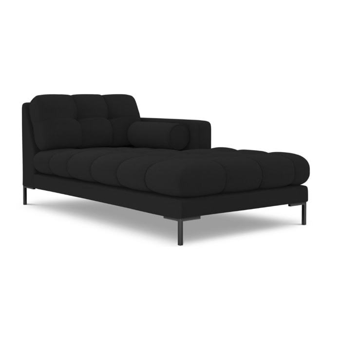 Méridienne droite "Bali" en tissu structurel noir