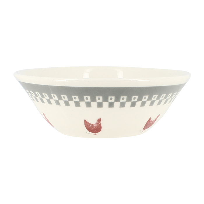 Lot de 6 coupelles en grès 16,5cm avec imprimé poule GALLINA