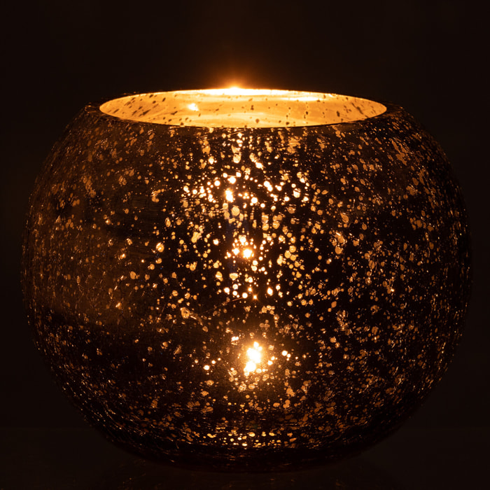 J-Line photophore Boule Craquele Effet Nacré - verre - bleu - large