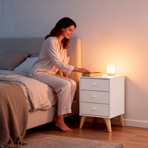 Comodino Moderno A 3 Cassetti Con Piedini Mobile Comò Per Camera Da Letto Compatto Design Salvaspazio Moderno Antigraffio 40 x 34 x 56 Cm Bianco Opaco