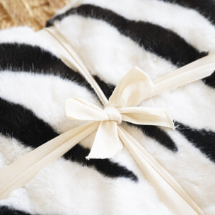 Plaid doux à motif zèbre avec dos en velours - Noir