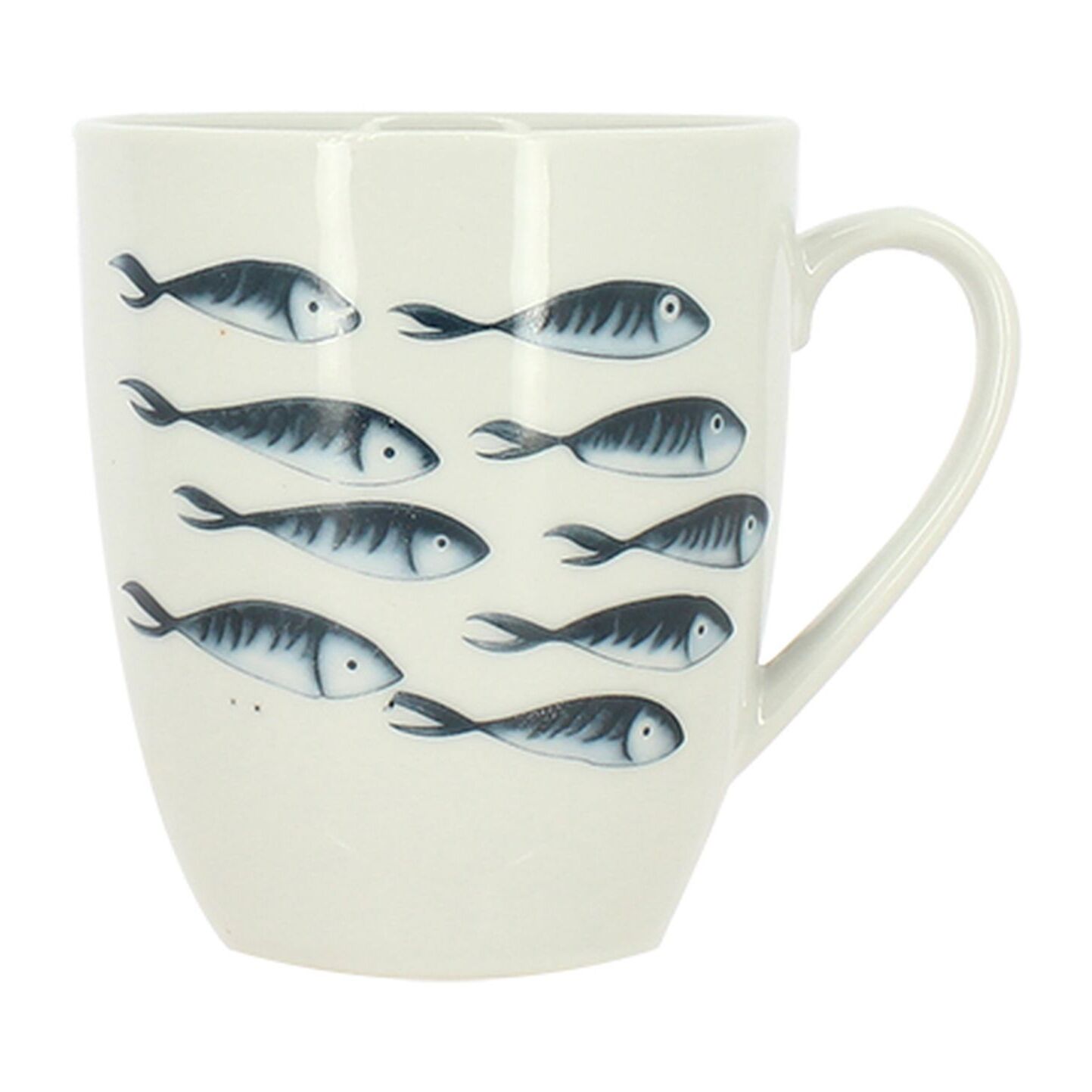 Lot de 6 mugs 36cl en porcelaine blanc et motif poisson PESCARE
