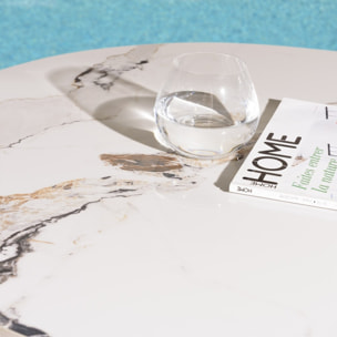 ICARE - Ensemble n°2: table bistrot D70cm en céramique marbré clair