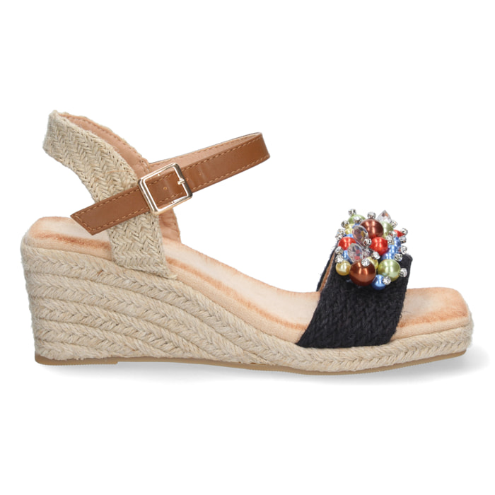 Sandalia de Cuña con Yute y Hebilla