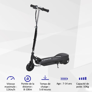 Trottinette électrique pliable enfant 7-14 ans - hauteur réglable - 120W 24V max. 12 Km/h - métal PP noir
