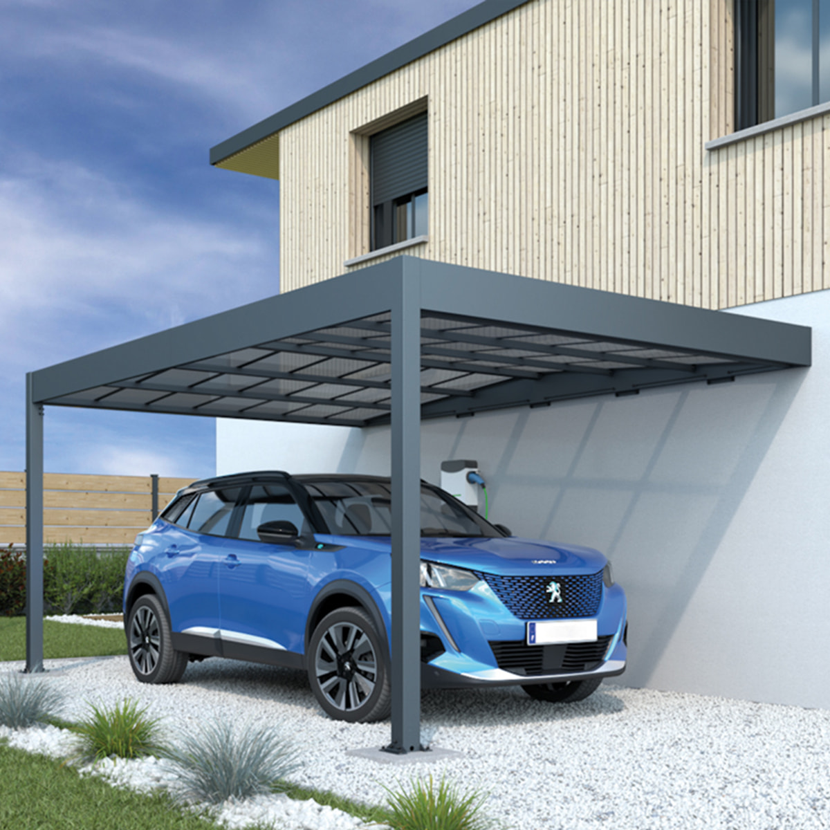 Carport adossé aluminium Trigano - LIBECCIO WALL - 16 m²