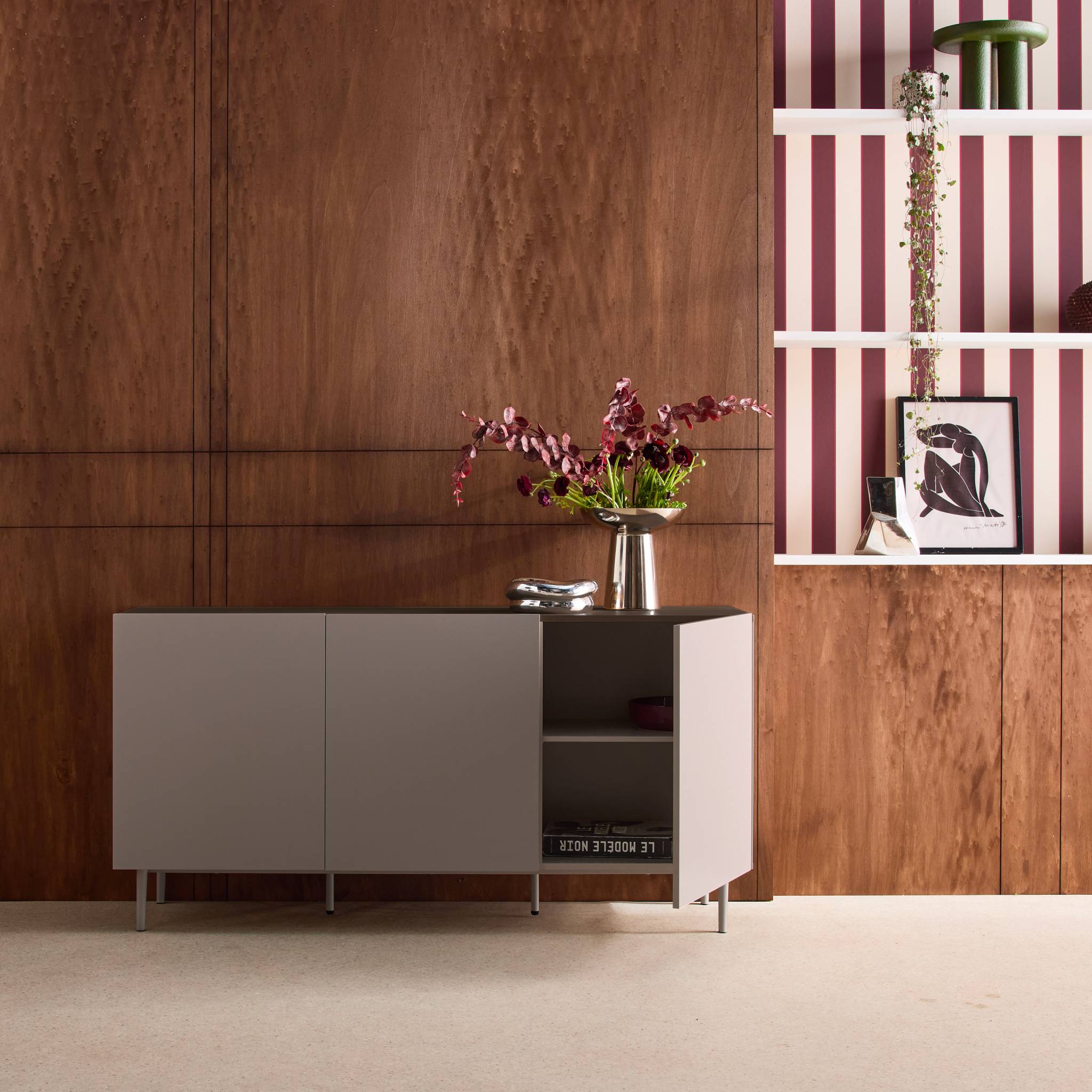 Buffet métal et décor bois 3 portes 150cm ASHTON