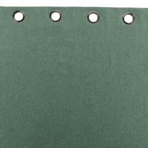 Rideau isolant uni chiné à œillets - Vert