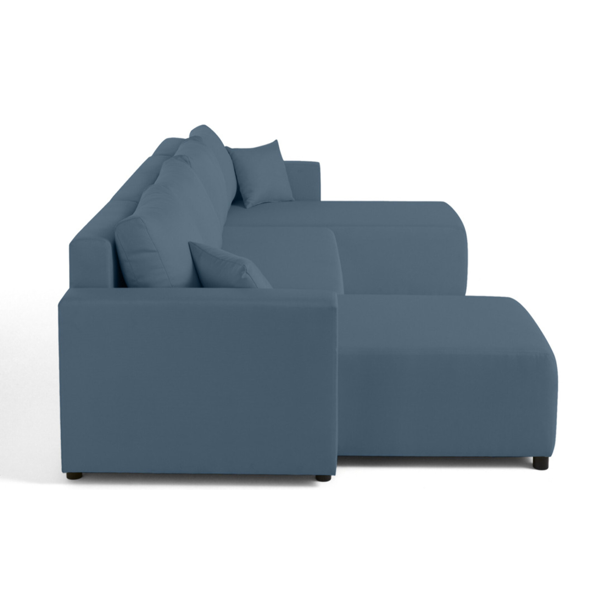 Regala - canapé panoramique - 7 places - convertible avec coffre - en tissu - Bleu Ardoise