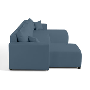 Regala - canapé panoramique - 7 places - convertible avec coffre - en tissu - Bleu Ardoise