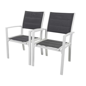 Fauteuil jardin Alu/Textilène "Brazil / Canaries" - Phoenix - blanc / gris foncé