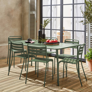 Table de jardin métal + 6 assises ver Amélia