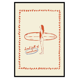 Affiche encadrée surf soul full of sunshine Affiche + cadre en métal - Noir
