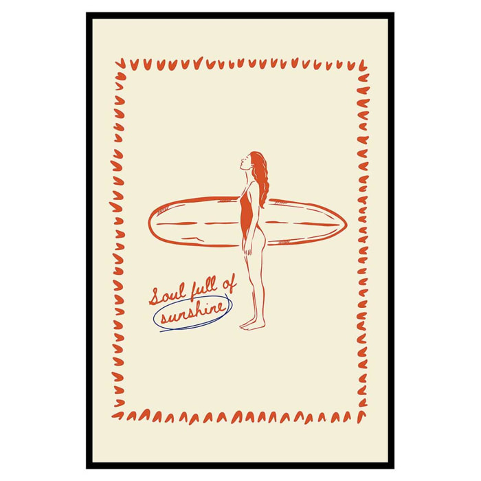 Affiche encadrée surf soul full of sunshine Affiche + cadre en métal - Noir