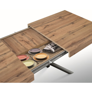 Tavolo CARRARA in legno, finitura rovere rustico e base in metallo verniciato antracite, allungabile 140x90 cm - 220x90 cm