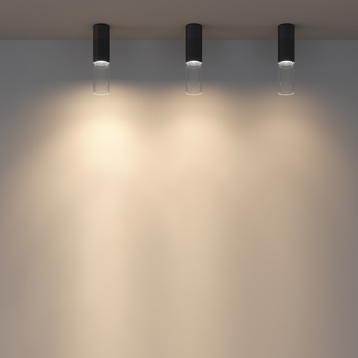 LEDS C4 Plafón Iris Surface Pipe 35º 14W Blanco Cálido 3000K CRI 92 ON-OFF Negro IP43 Iluminación LED para Espacios Interiores