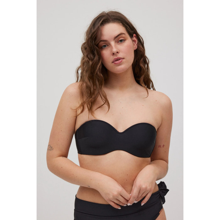 Top bikini a fascia nero per coppe B e D