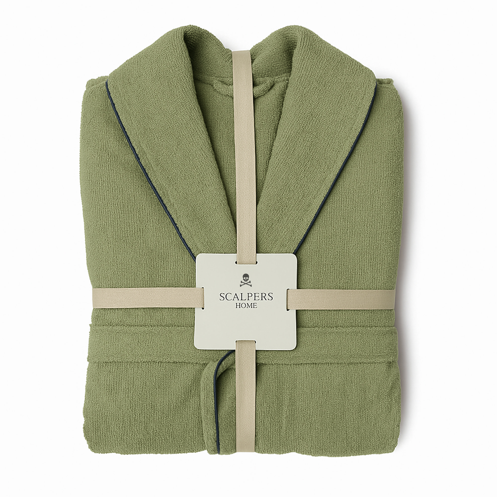 Scalpers albornoz liso con ribete y detalle bordado khaki talla l-xl