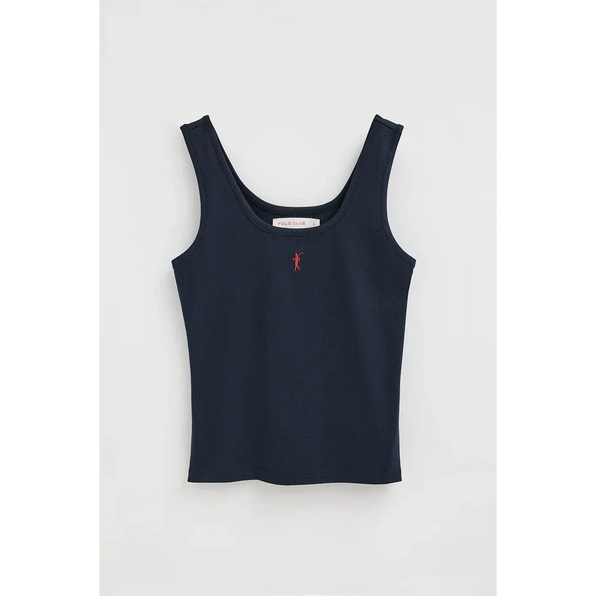 Canotta a bretelle blu marino slim fit con ricamo Rigby Go