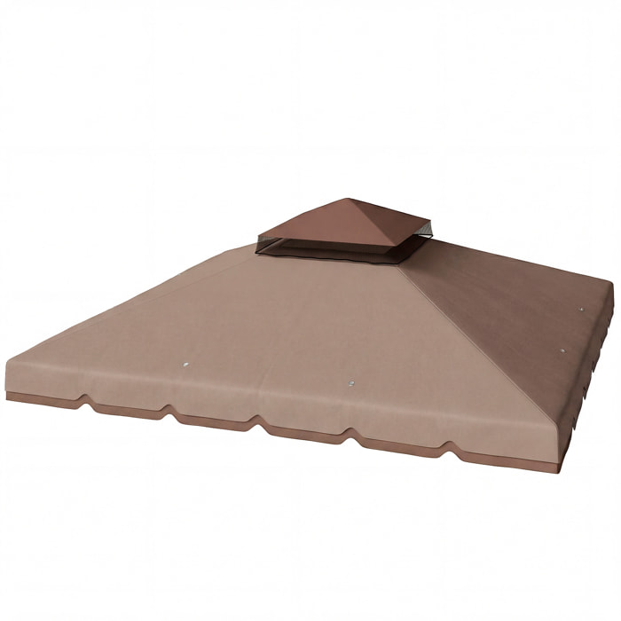 Techo de Repuesto para Cenador, 3x3 m, Cubierta de Repuesto con Techo Doble, 8 Orificios de Drenaje y Protección UPF 30+, SOLO Toldo de Recambio para Pabellón Gazebo, Caqui