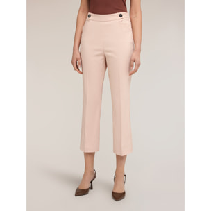 Motivi - Pantalones kick flare de algodón técnico - Rosa cipria