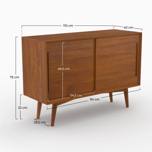 Petit buffet 2 portes coulissantes en teck - Waya