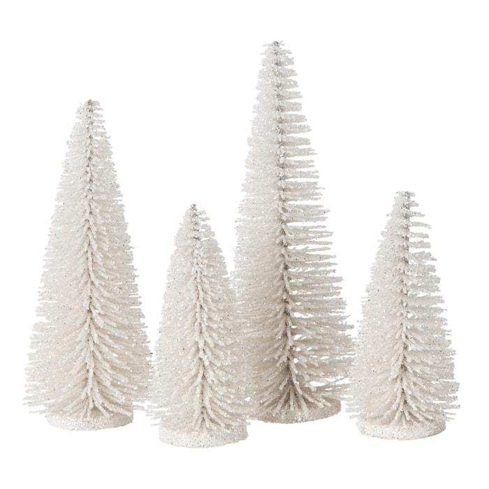 J-Line décoration Sapin De Noël Paillettes - plastique - blanc - boîte de 4