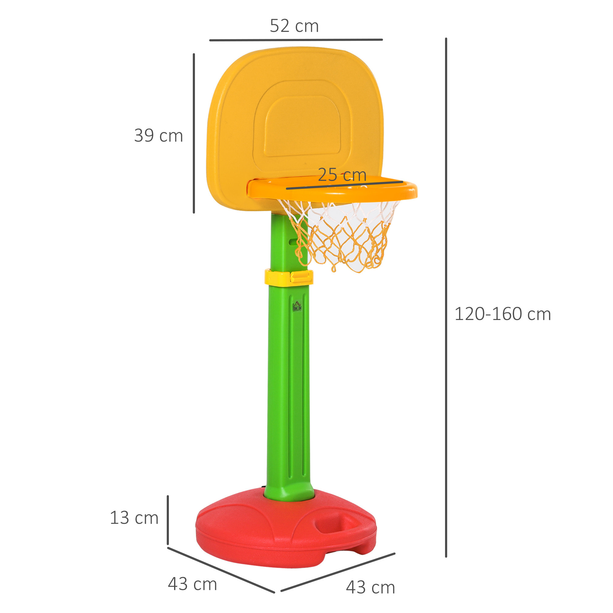 Canasta de Baloncesto Infantil con Altura Ajustable 2 Pelotas e Inflador +3 Años