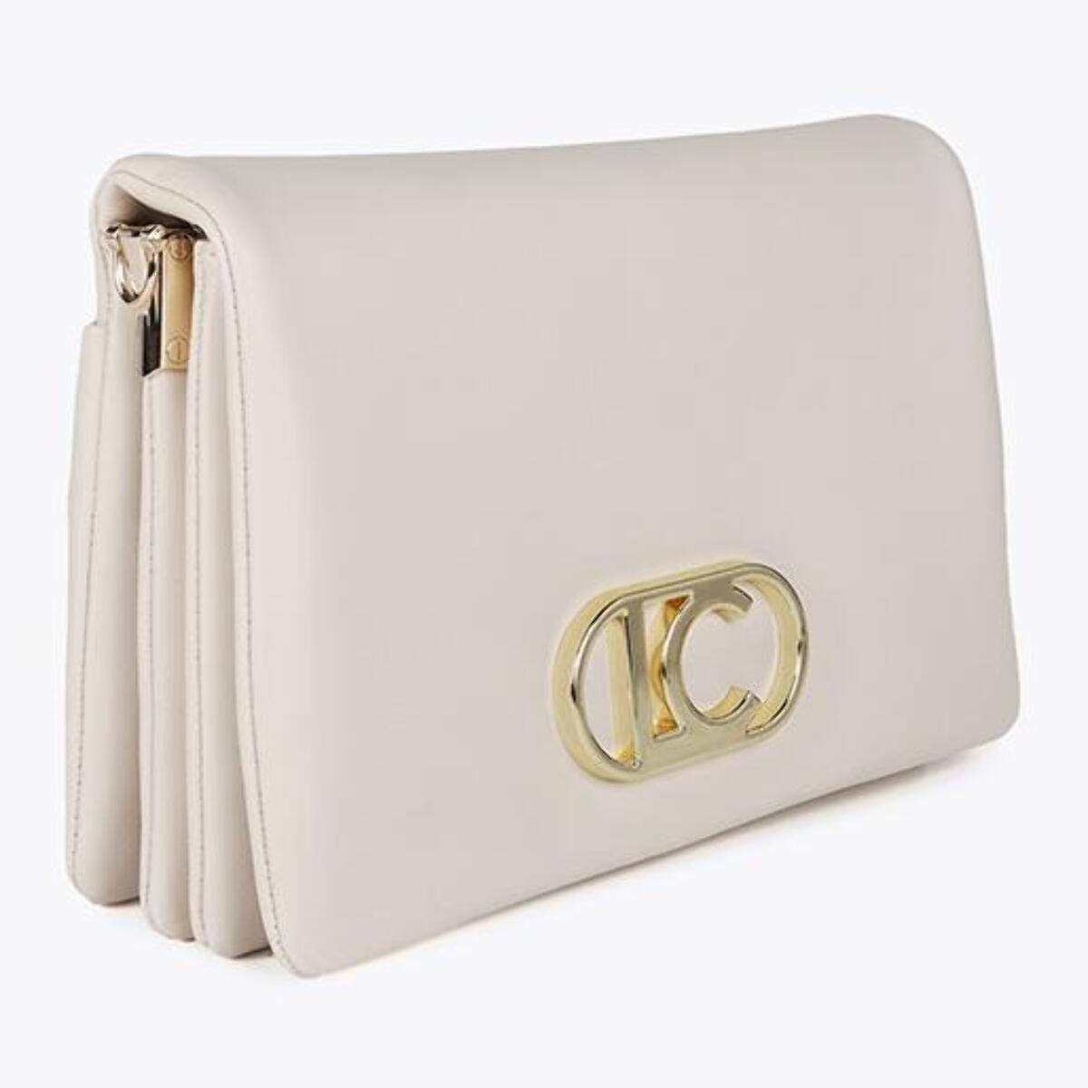 Borsa a tracolla in ecopelle con tre scomparti e patta