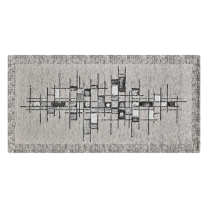 Tappeto Jacquard Ideale Cucina Ingresso Made In Italy Antiscivolo, Lavabile, Morbido Disegno Pixel Argento By Suardi