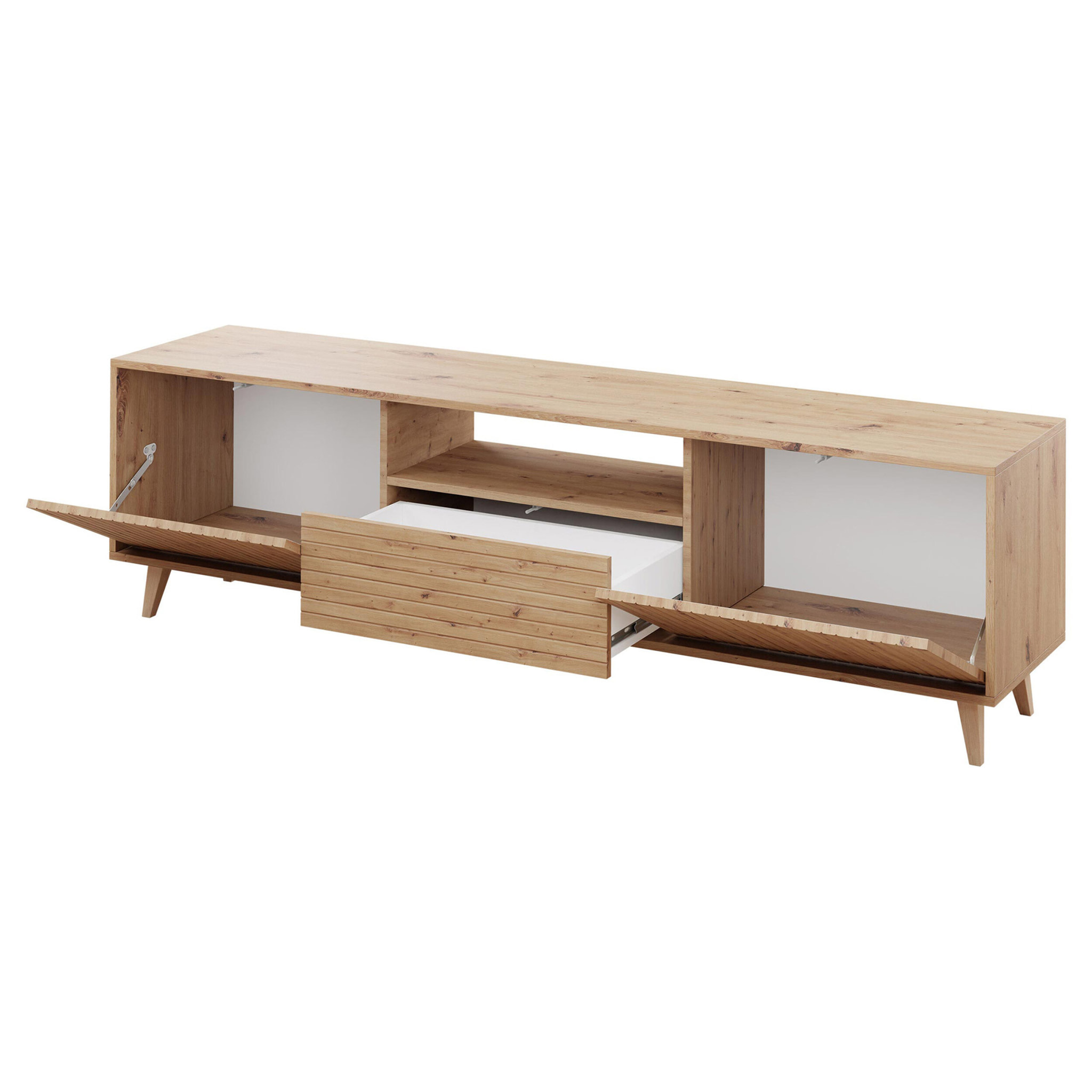 Diego - meuble TV - effet bois - 2 portes et 1 niche -180 cm - Bois