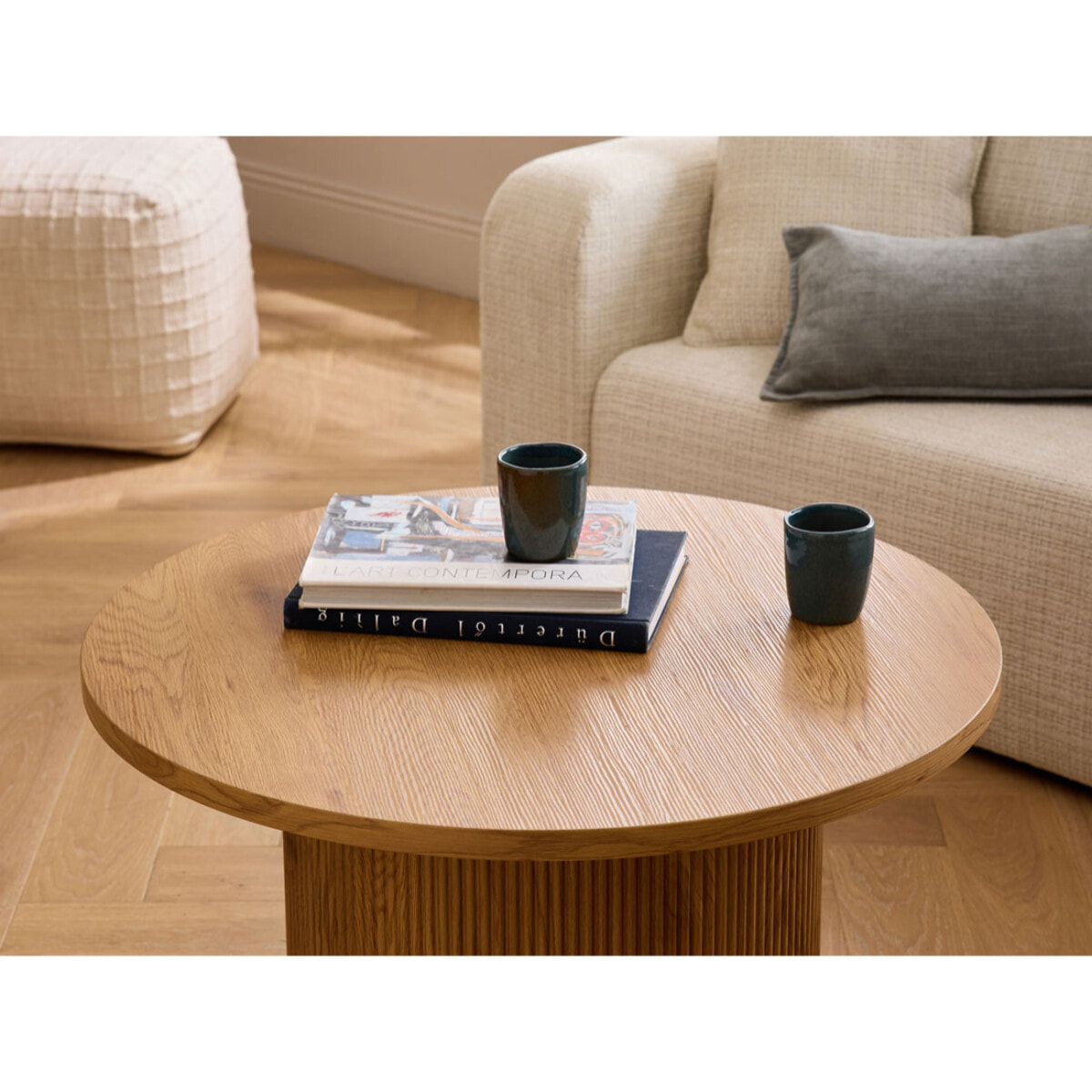 Oliva - table basse ronde - effet bois - 80 cm - Bois
