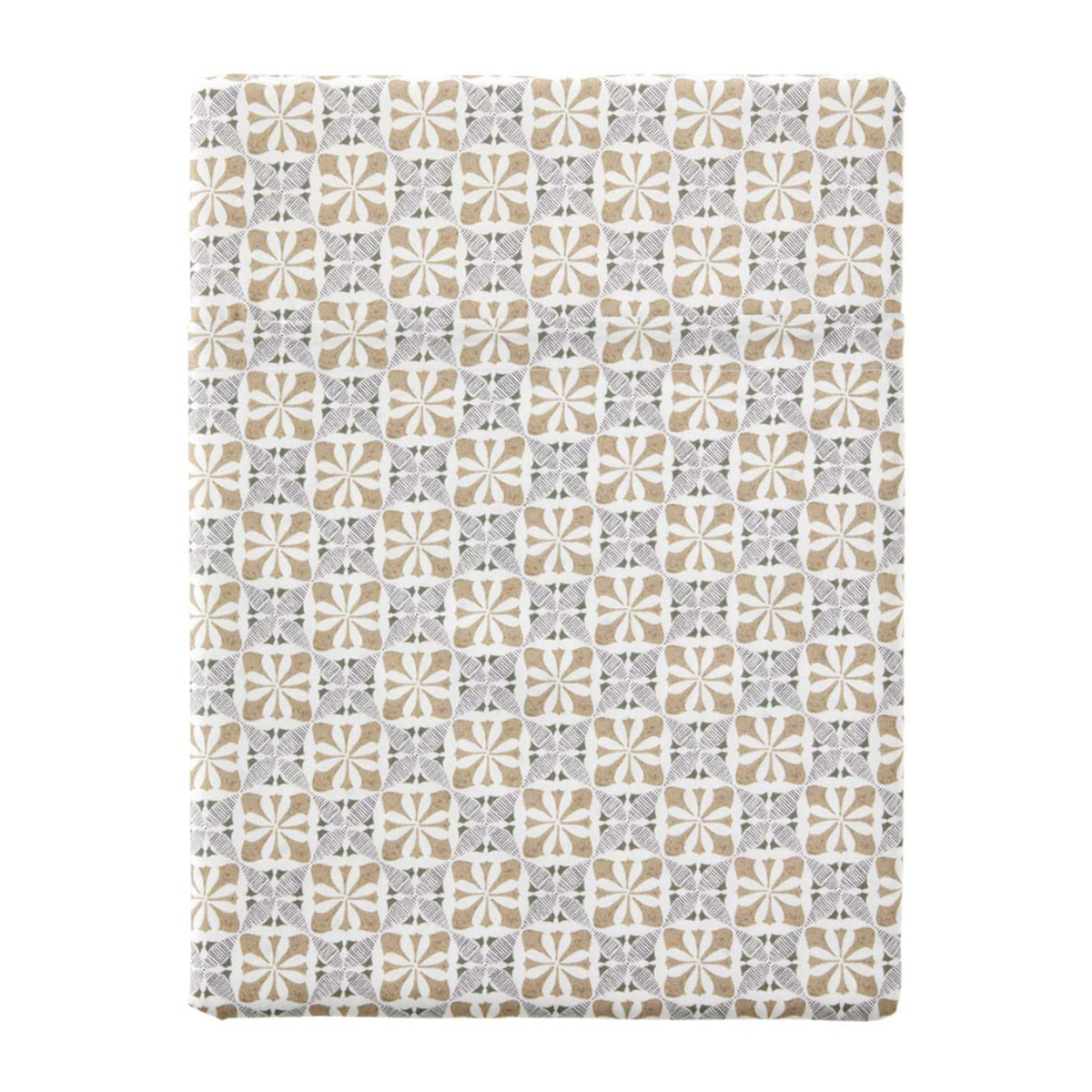 Drap plat imprimé en percale de coton, GALADRIEL, Beige