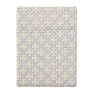 Drap plat imprimé en percale de coton, GALADRIEL, Beige