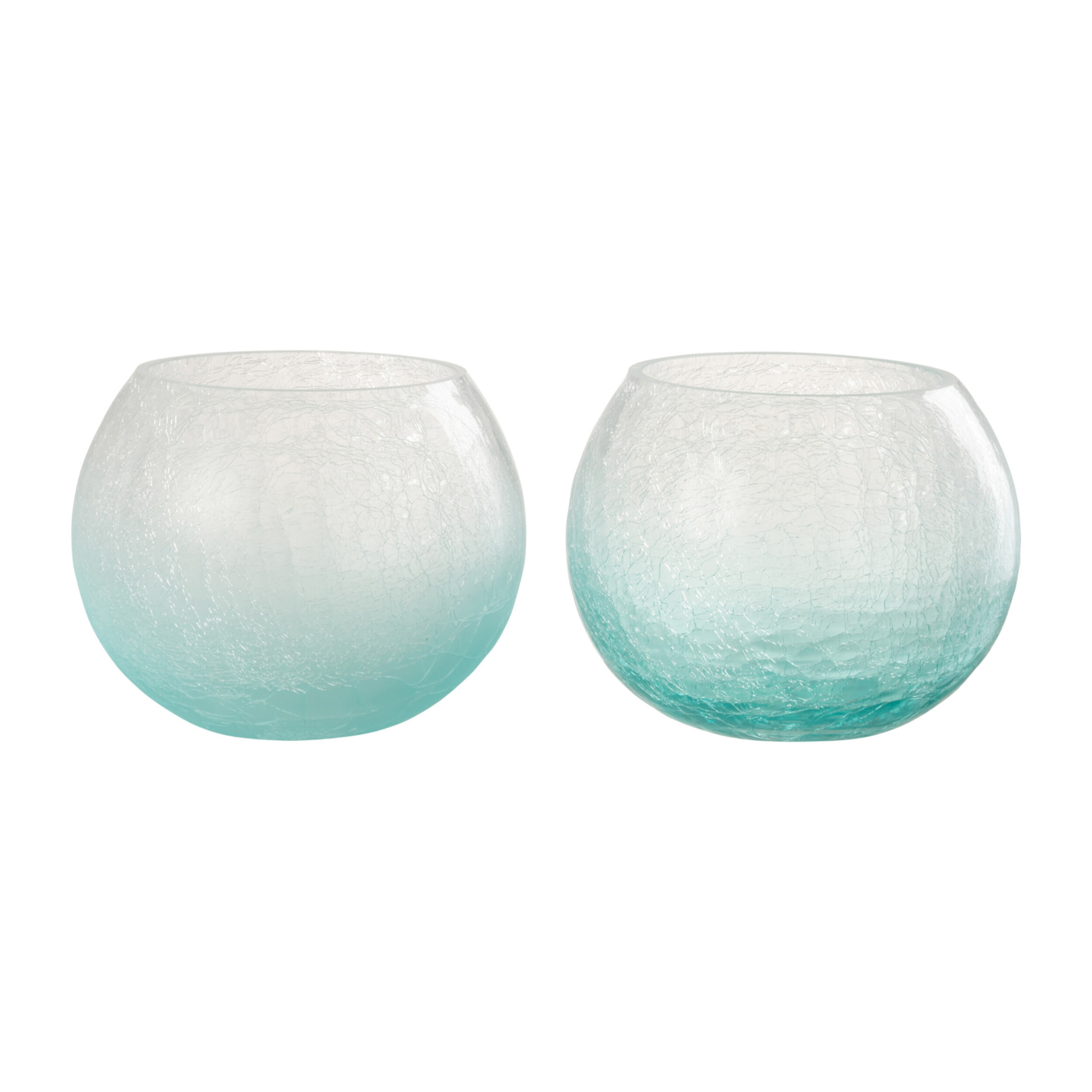 J-Line photophore Boule Craquele - verre - bleu - medium - 2 pcs