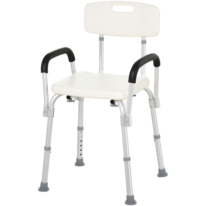 Silla Ducha Altura Regulable con Respaldo y Apoyabrazos Aguanta hasta 135 Kg