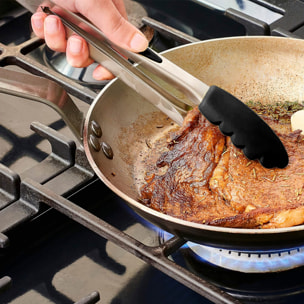 Pinza per alimenti in acciaio inossidabile e punta in silicone alimentare senza BPA 18 cm. (7 pollici)