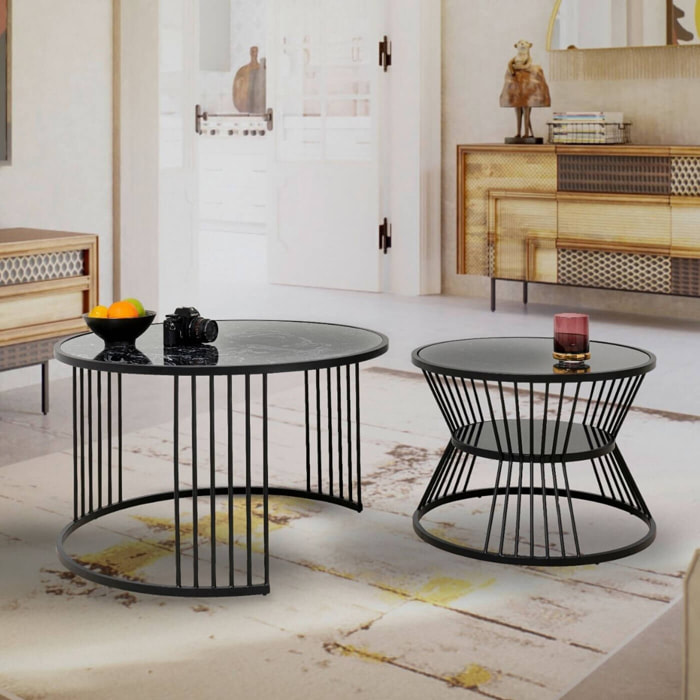 Tables basses Roma set de 2 noires Kare Design