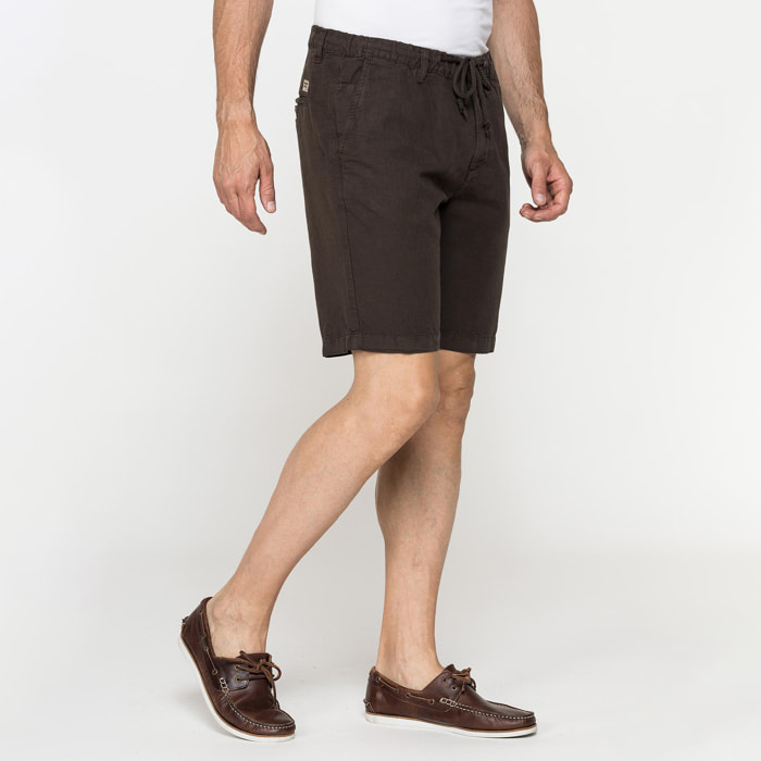 BERMUDA CHINO IN TESSUTO LINO E COTONE CON COULISSE
