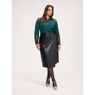 Fiorella Rubino - Blusa in raso stretch con inserti in pizzo - Verde