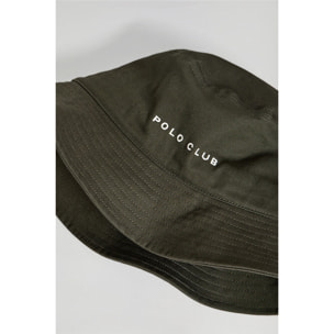 Cappello bucket verde cachi con logo ricamato minimal Polo Club