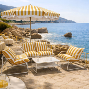 Salon de jardin 4 places en acier et tissu ocre LUIGI